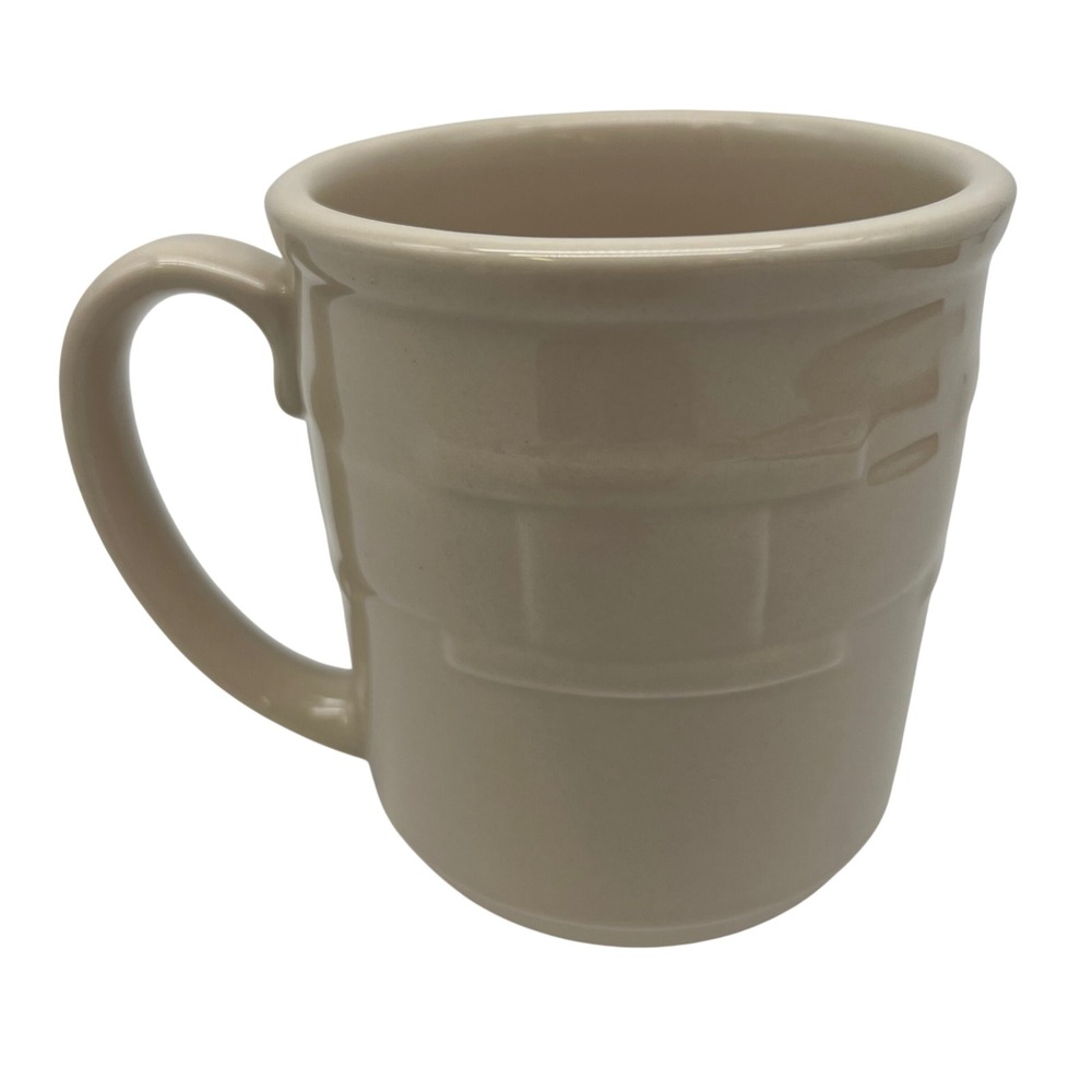 VTG Longaberger Woven Traditions Ivory Basket Weave Coffee Mug Vitrified 12 oz